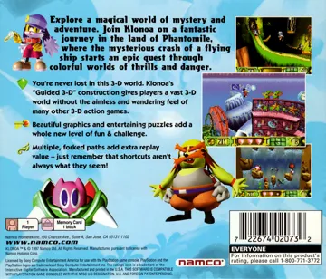 Klonoa - Door to Phantomile (US) box cover back